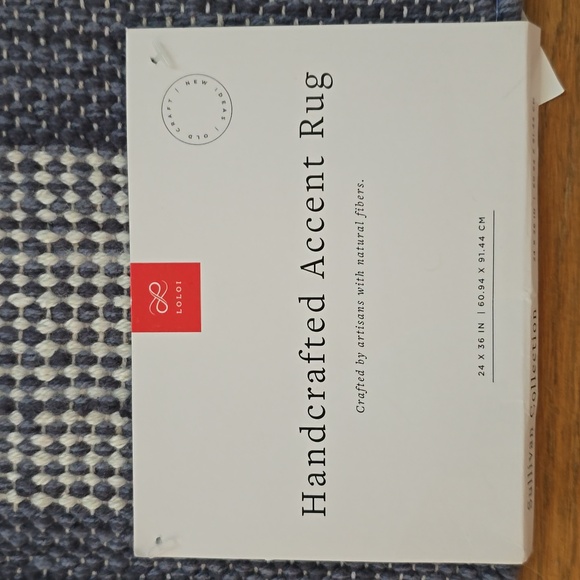 SULLIVAN COLLECTION HANDCRAFTED BLUE STRIPES ACCENT RUG SIZE 24" x 36" - Picture 3 of 13